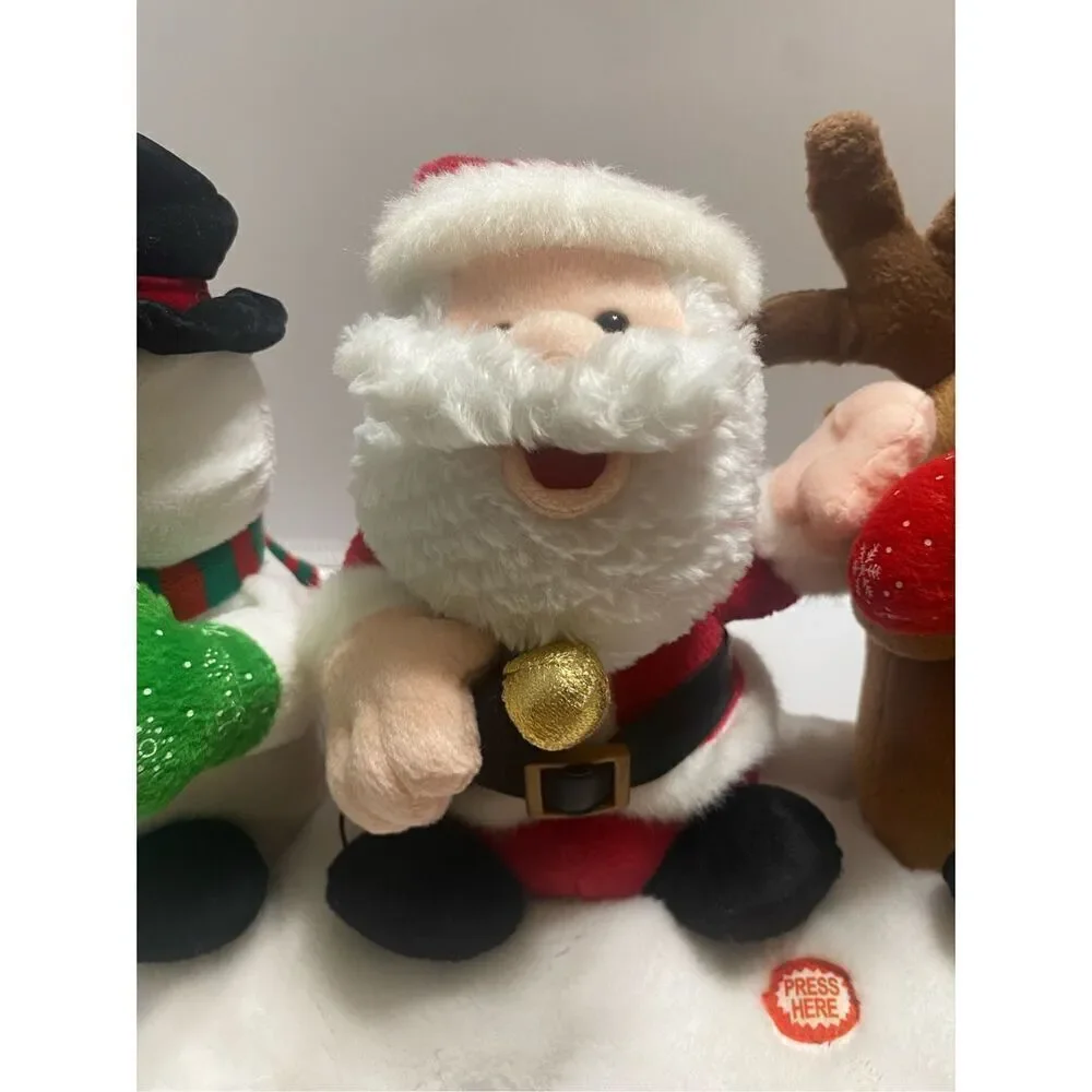 Christmas Singing Light Up Plush Snowman Santa Reindeer Snow Here Comes Santa